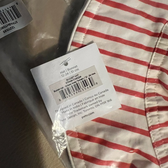 NWT Pehr Tomato Striped bucket hat 12-24 months - Picture 2 of 2